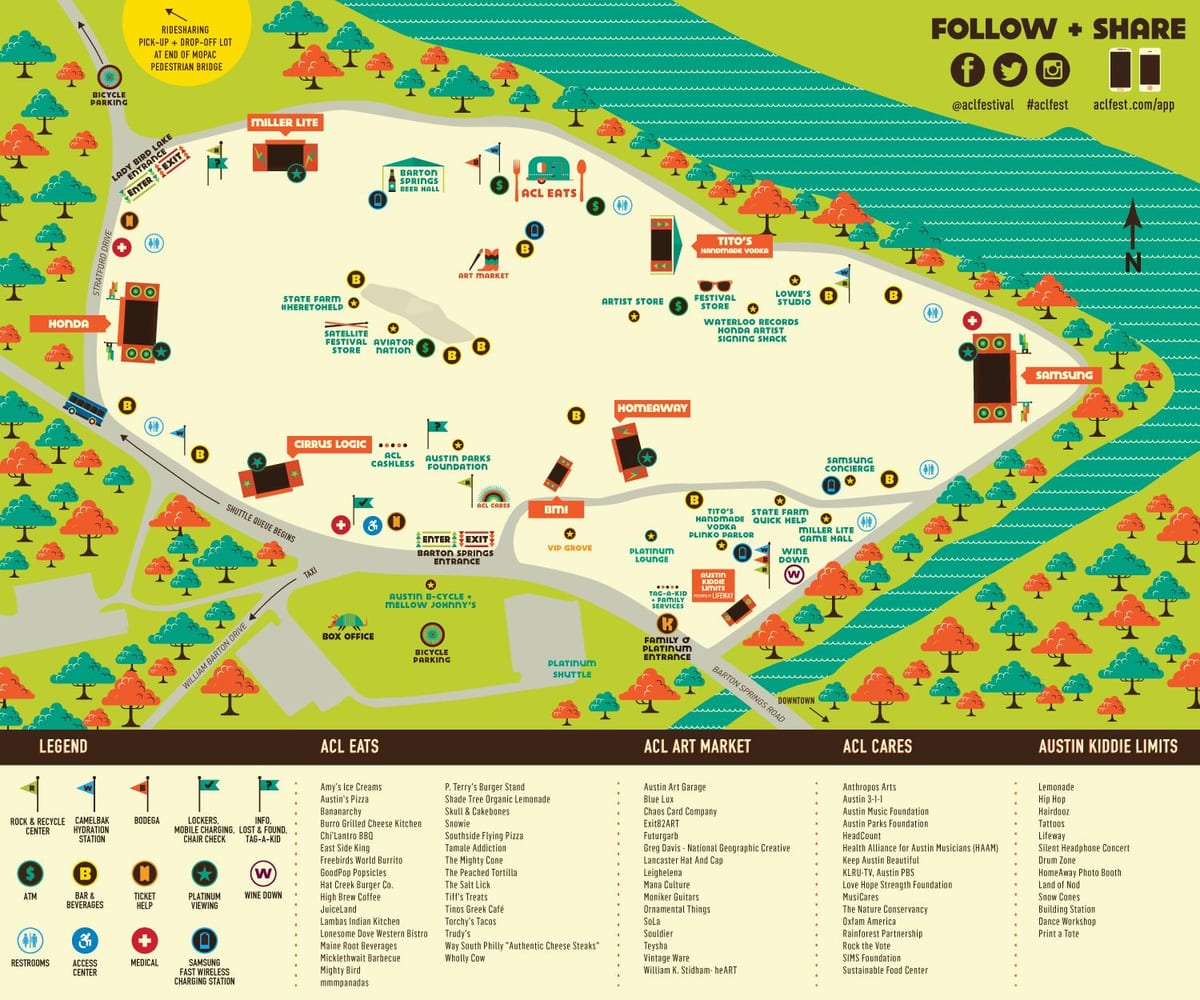 zemljevid Austin ACL festival