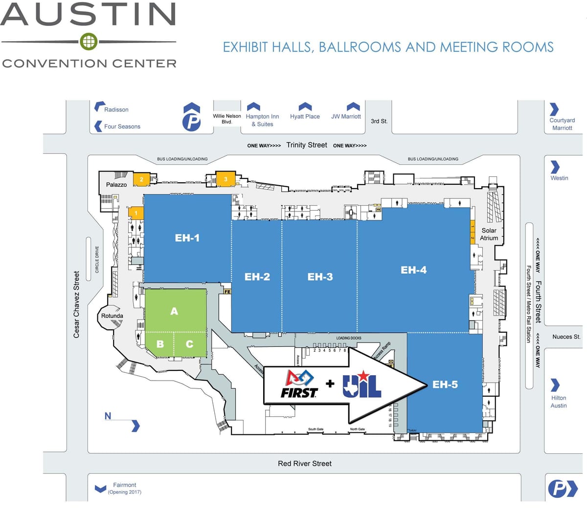 zemljevid Austin convention center