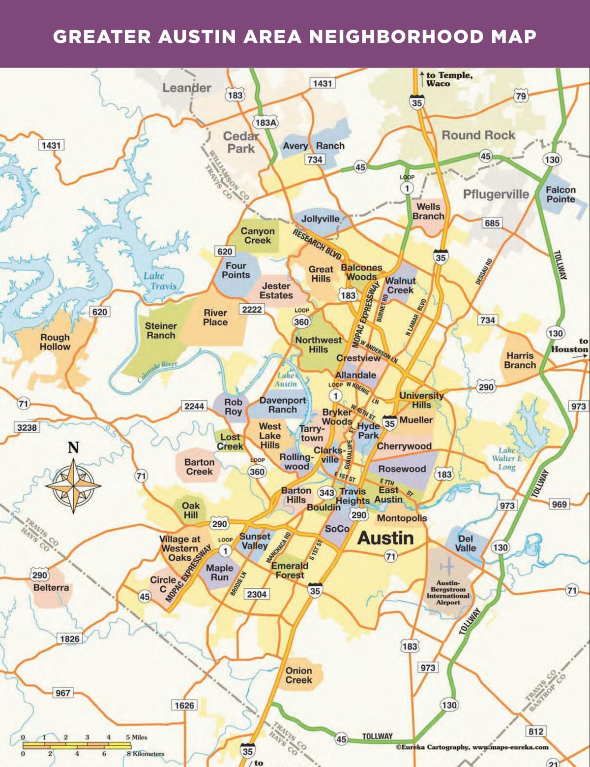 zemljevid Austin Tx soseskah