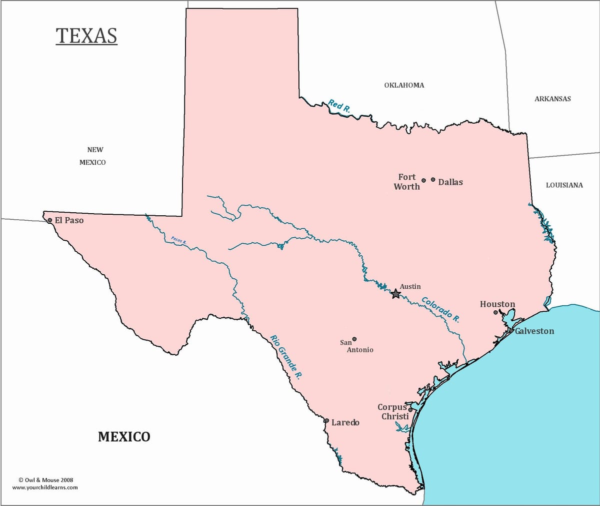texas zemljevid Austin
