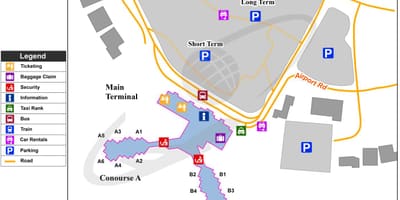 Austin zemljevid letališča terminal